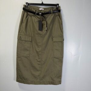 Gianni Bini Paige High Rise Belted Flap Pocket Midi Cargo Skirt‎ Sz 31 NWT